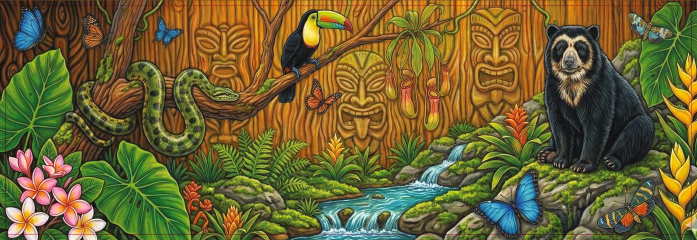 Jungle luiaard etiket-artwork
